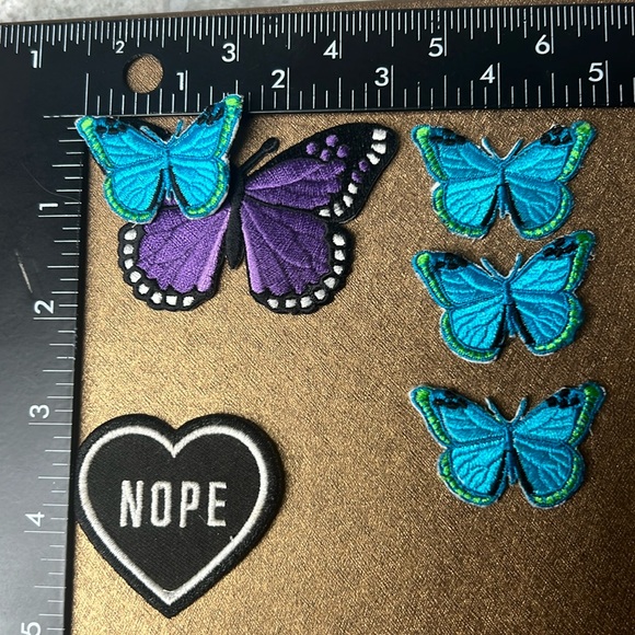 Patches set butterflies & heart “Nope” Patch Iron On 🆕 NEW - Picture 2 of 8